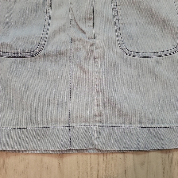 Joules Mini Blue Wash Denim Skirt Front Pockets Size 12 - Picture 5 of 9